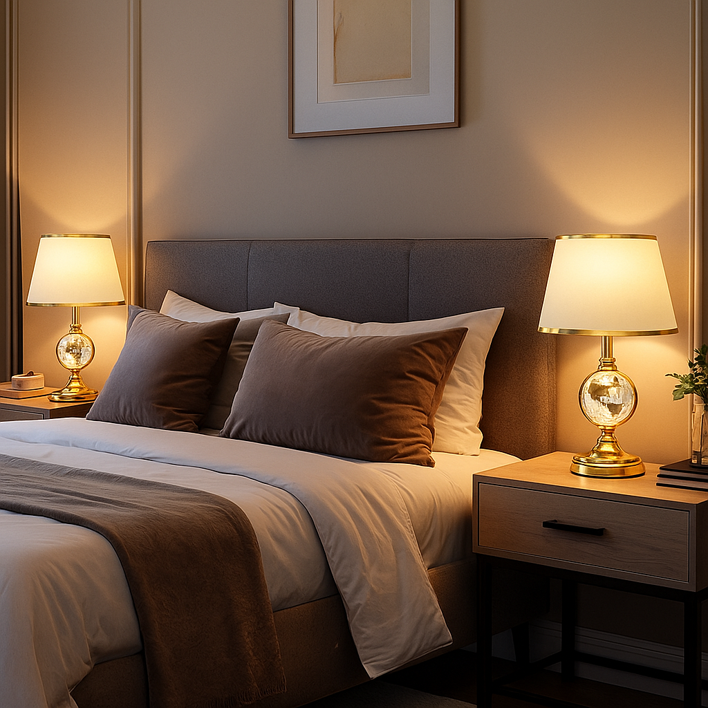 Lámpara Clásica Dorada con Mundo en Relieve