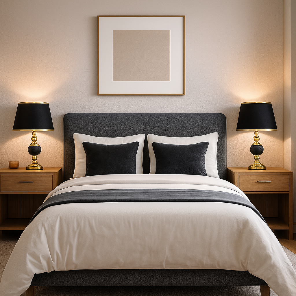 Lámpara Decorativa Premium en Negro y Dorado