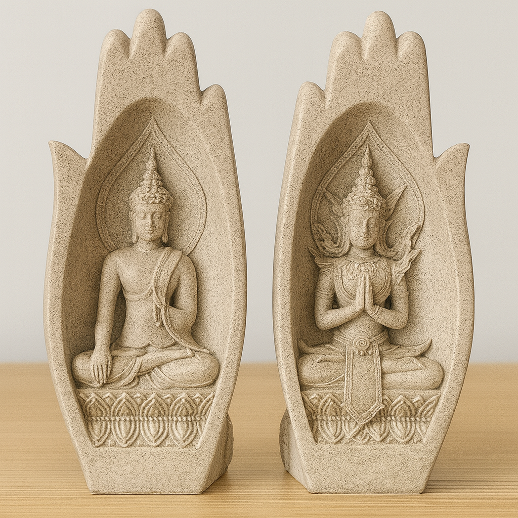 Esculturas Manos Budas con Buda Interior