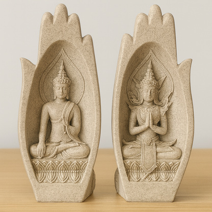 Esculturas Manos Budas con Buda Interior
