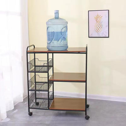 Organizador con Estantes de Madera y Canasto