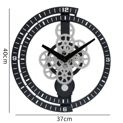 Reloj de Pared Vintage-Industrial con Engranajes Activos