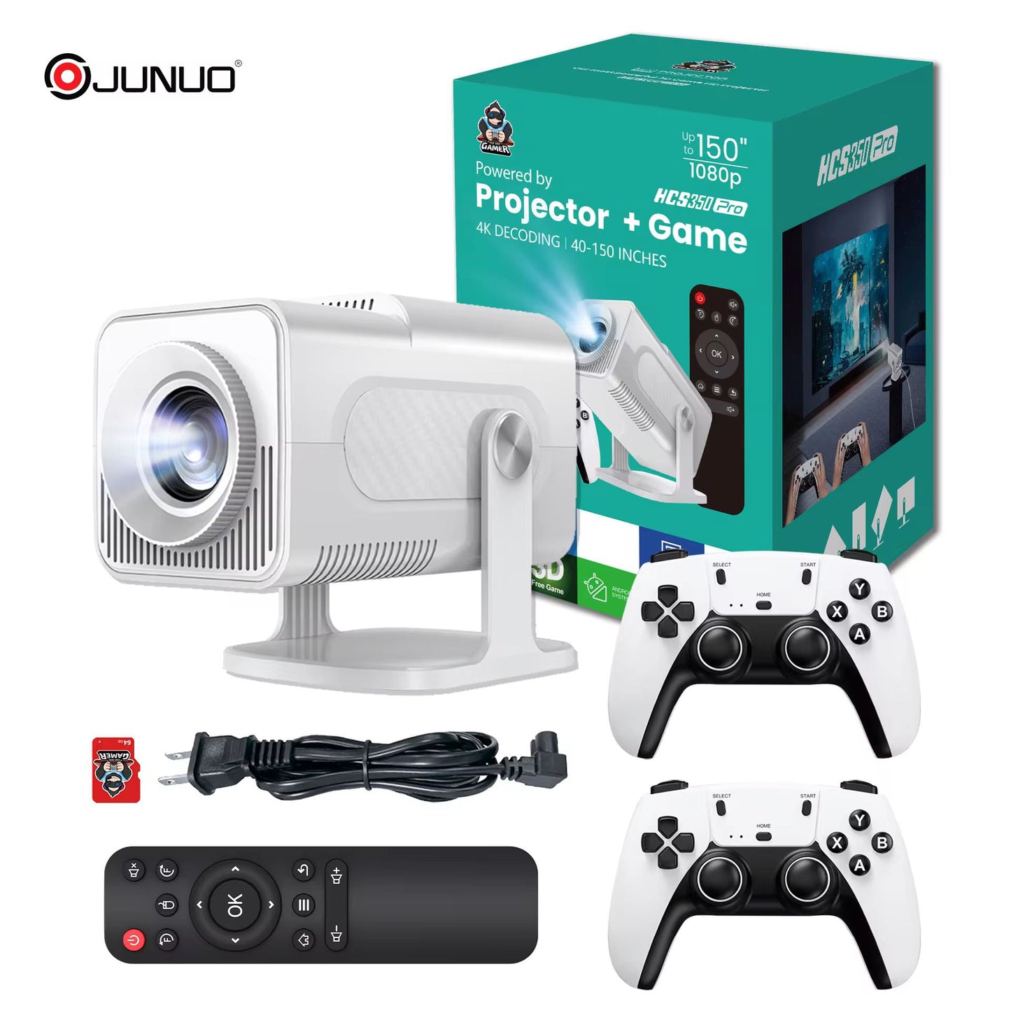Proyector Portátil 4K hasta 150" con Accesorios – Ideal para Juegos, Películas y Presentaciones