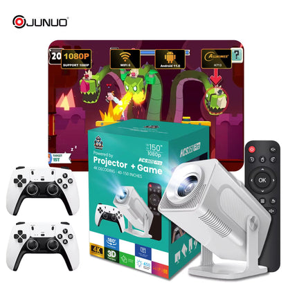 Proyector Portátil 4K hasta 150" con Accesorios – Ideal para Juegos, Películas y Presentaciones