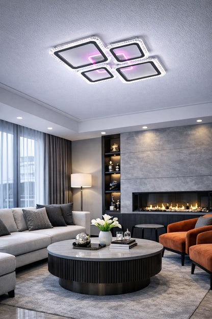 Lampara LED Moderna 4 Cuadrados 3 Tonos de Luz + Color