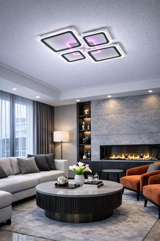 Lampara LED Moderna 4 Cuadrados 3 Tonos de Luz + Color