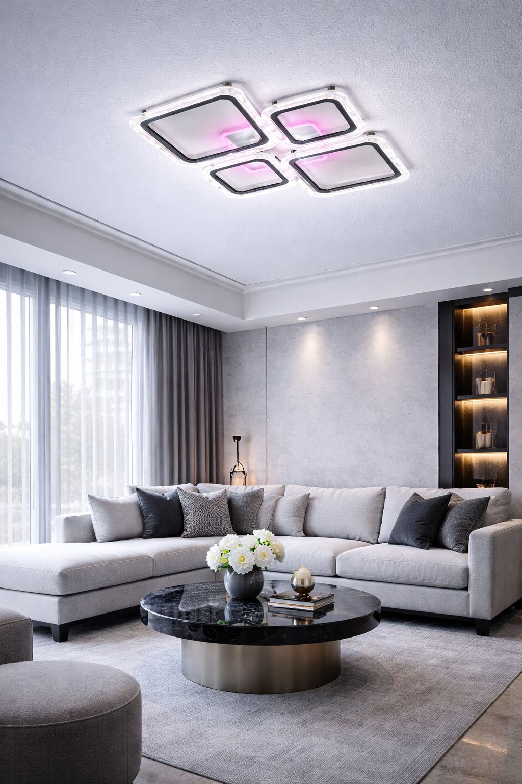 Lampara LED Moderna 4 Cuadrados 3 Tonos de Luz + Color