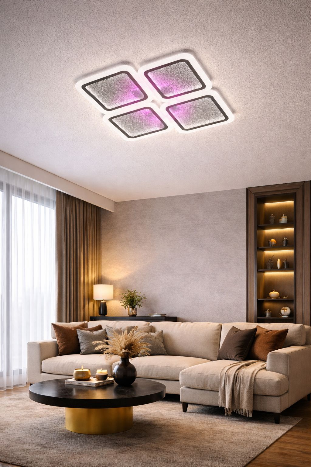 Lampara LED Moderna 4 Cuadrados 3 Tonos de Luz + Color