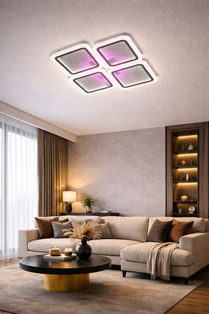 Lampara LED Moderna 4 Cuadrados 3 Tonos de Luz + Color