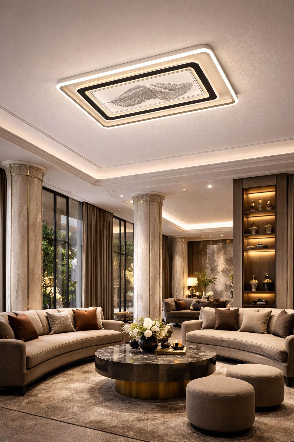 Lampara de Techo Luminaria Premium LED con Control Diseño Pluma