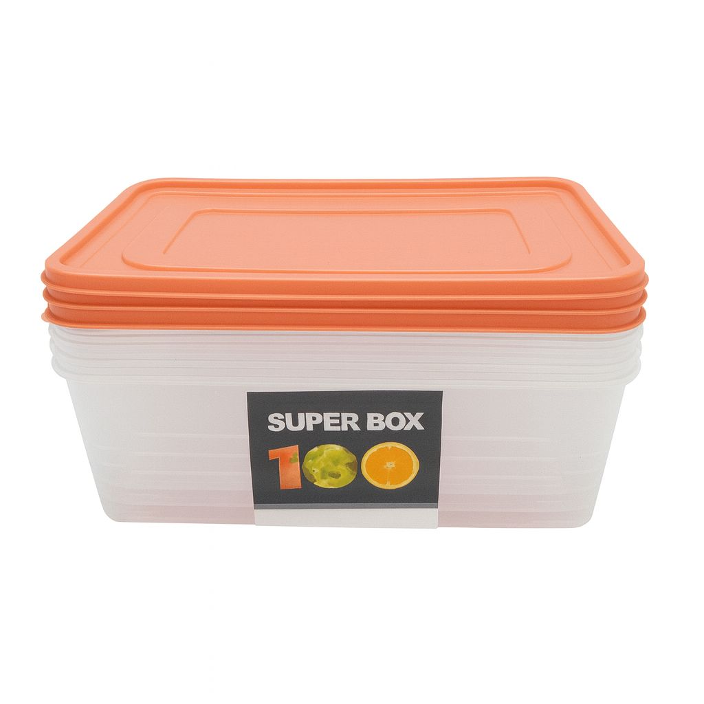 Set de Tuppers De Plásticos De 1 Litro – Colores Variados De Las Tapas