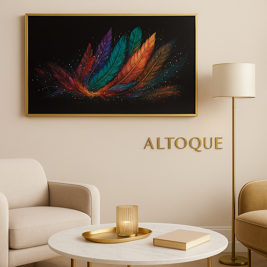 Cuadro Decorativo Plumas Multicolor - ALTOQUE