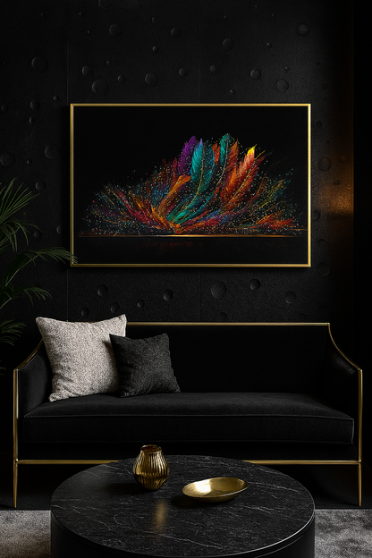 Cuadro Decorativo Plumas Multicolor - ALTOQUE