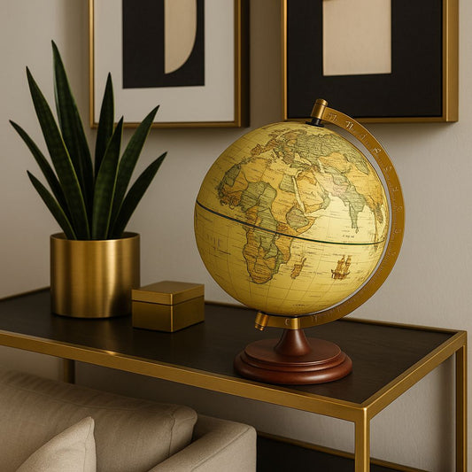 Globo Terráqueo Decorativo con Base de Madera - ALTOQUE